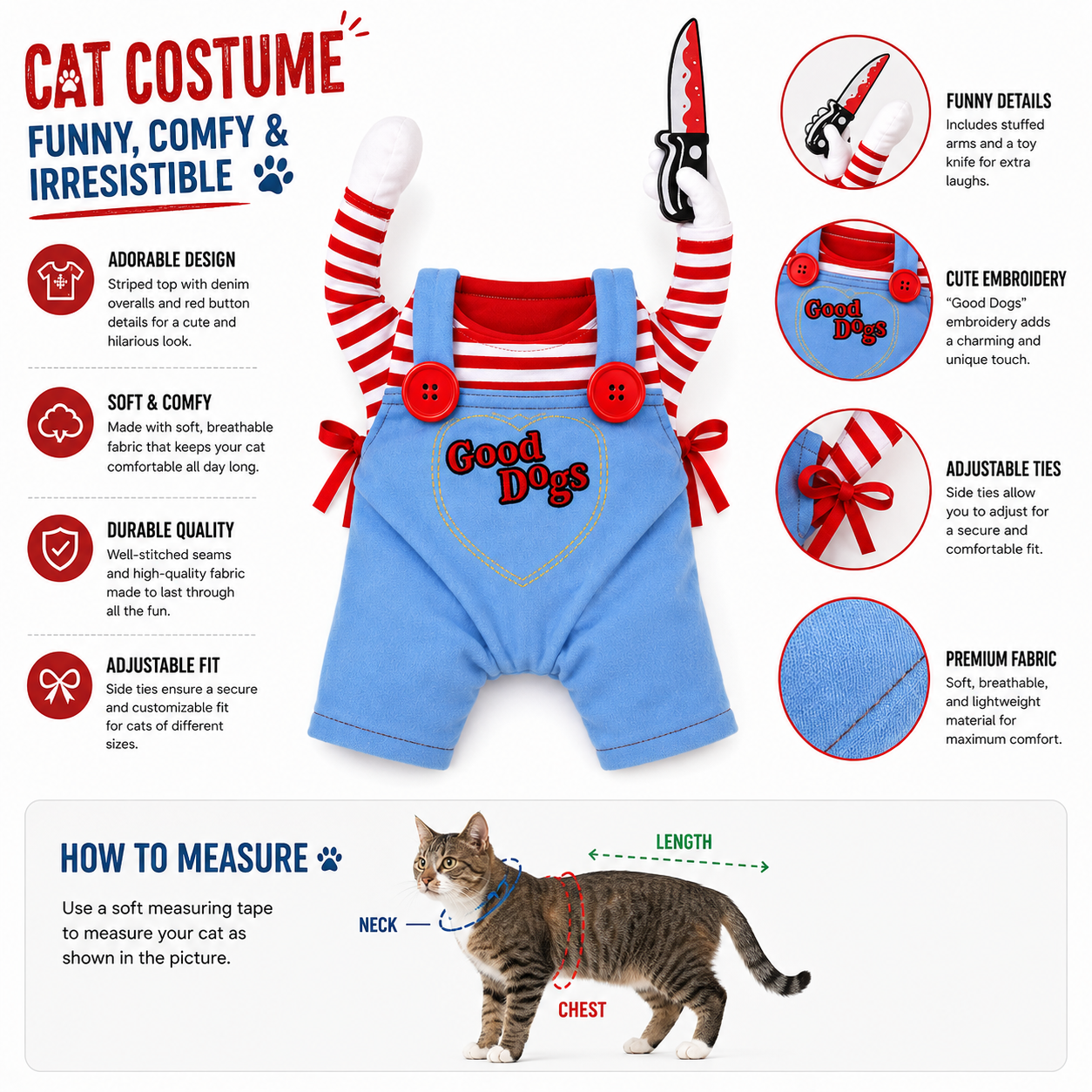 Adjustable spooky doll outfit for pets