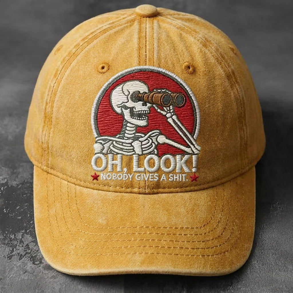 🎩Oh, Look! Vintage Skeleton Embroidered Cap