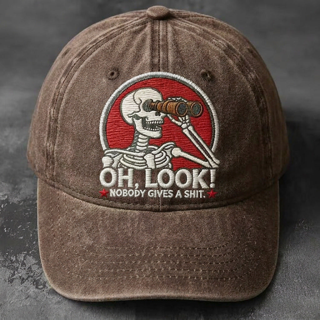 🎩Oh, Look! Vintage Skeleton Embroidered Cap