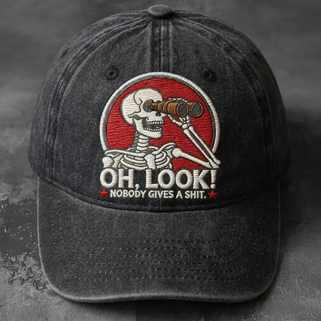 🎩Oh, Look! Vintage Skeleton Embroidered Cap