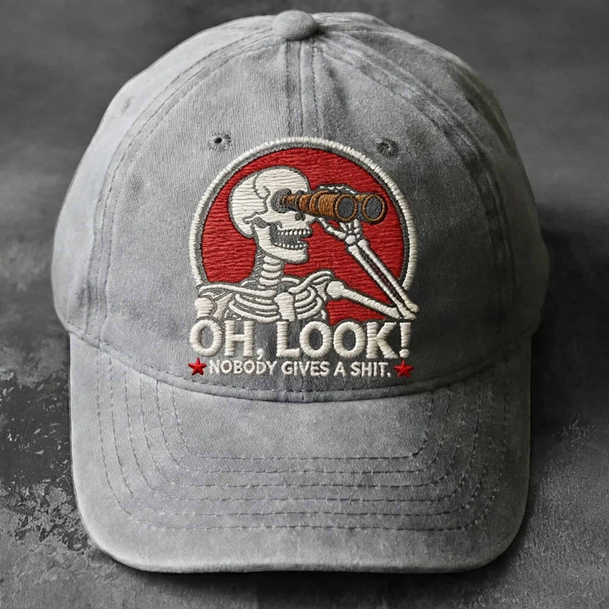 🎩Oh, Look! Vintage Skeleton Embroidered Cap