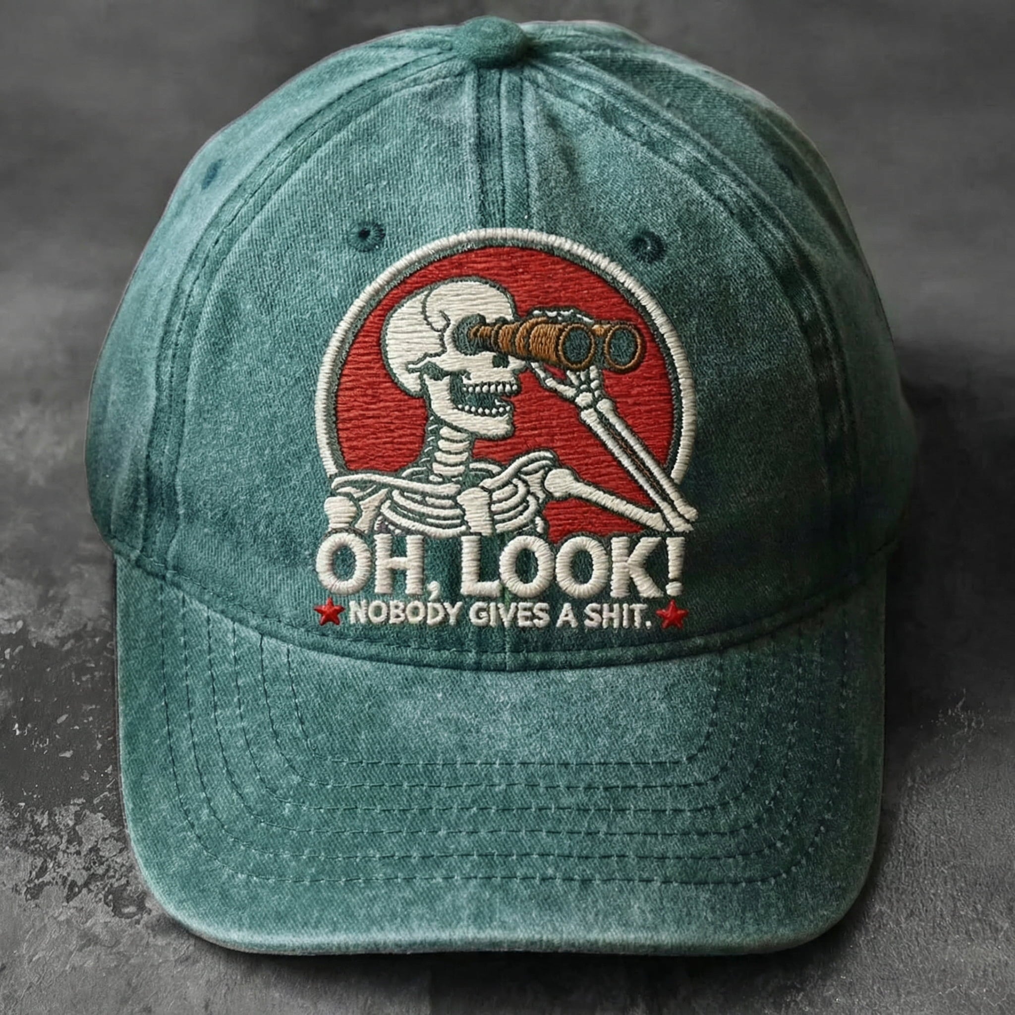 🎩Oh, Look! Vintage Skeleton Embroidered Cap