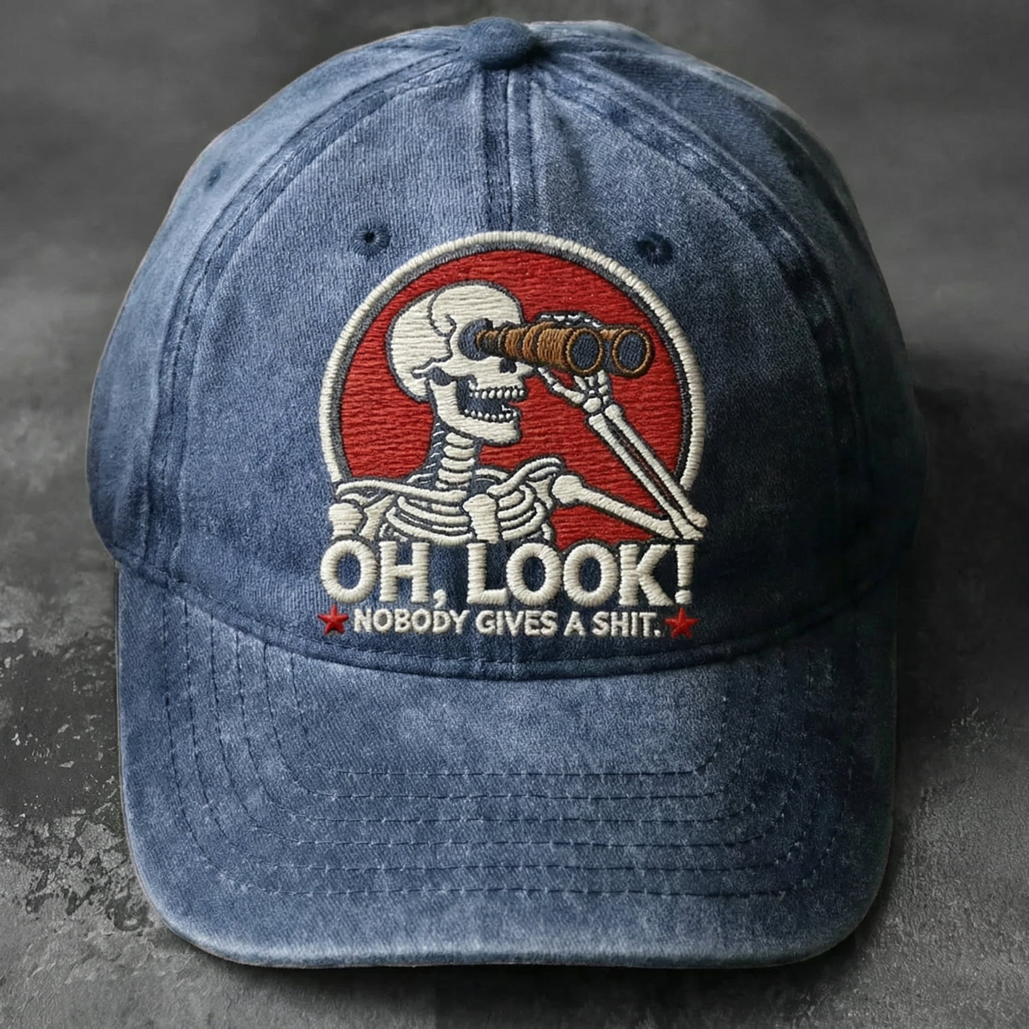 🎩Oh, Look! Vintage Skeleton Embroidered Cap