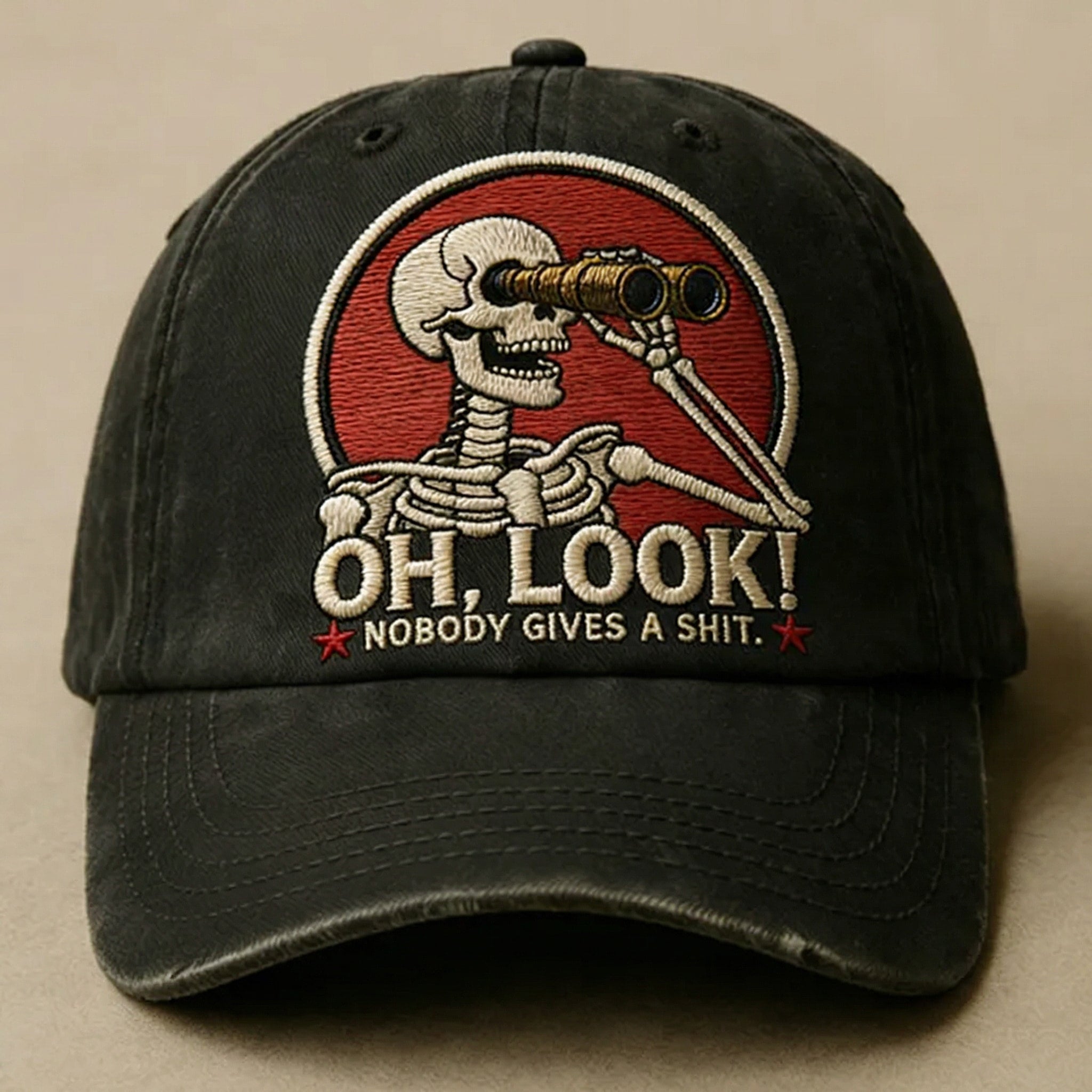 🎩Oh, Look! Vintage Skeleton Embroidered Cap