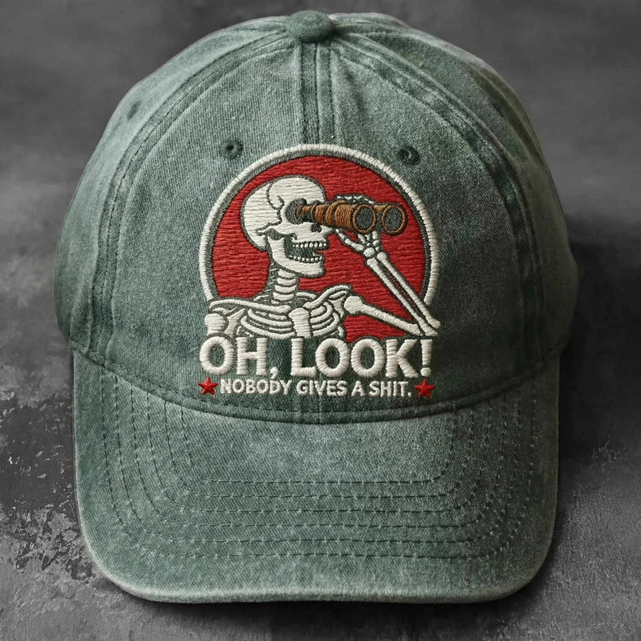 🎩Oh, Look! Vintage Skeleton Embroidered Cap