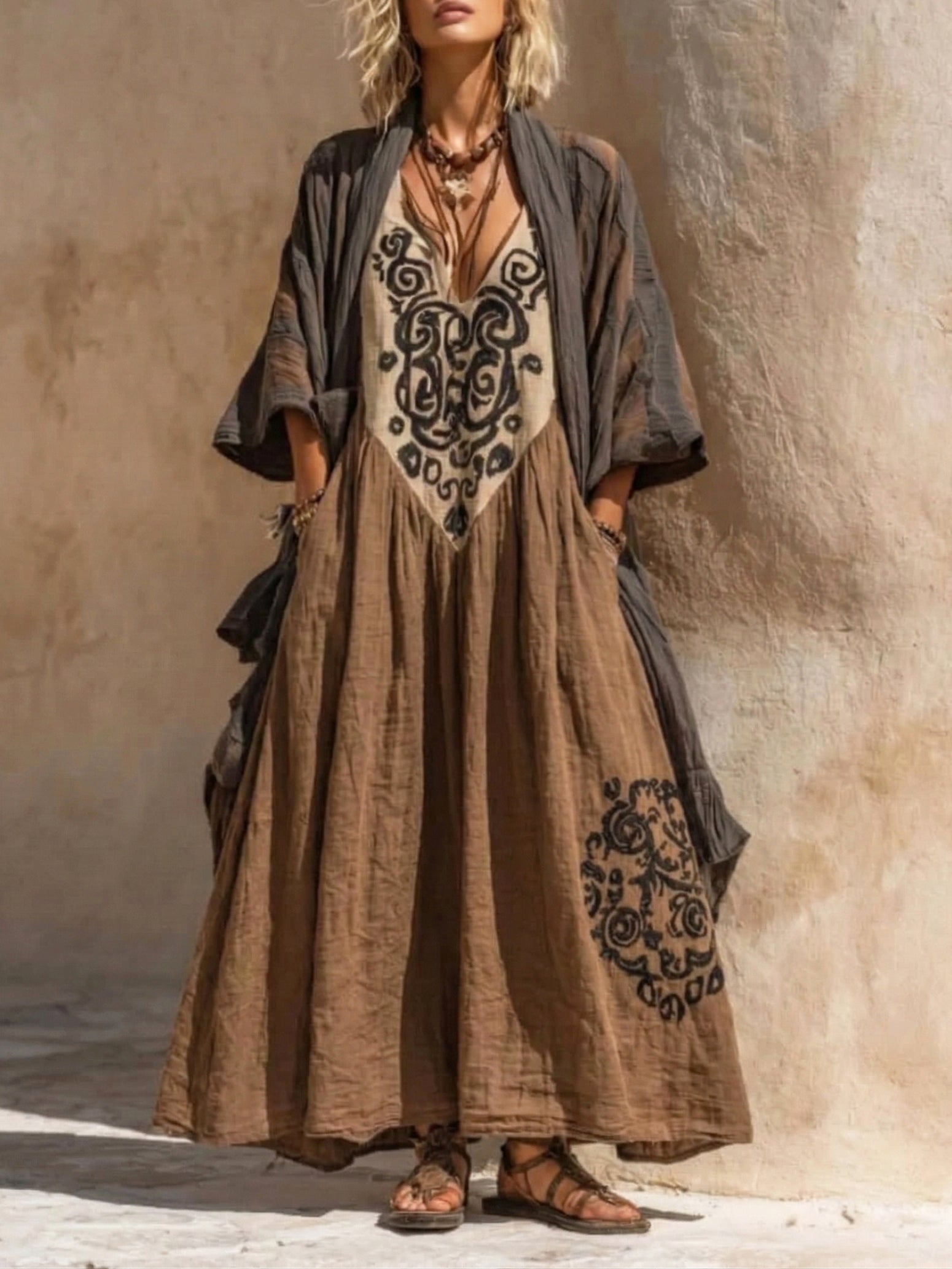 Boho Retro Loose Linen Cotton Two-piece Set