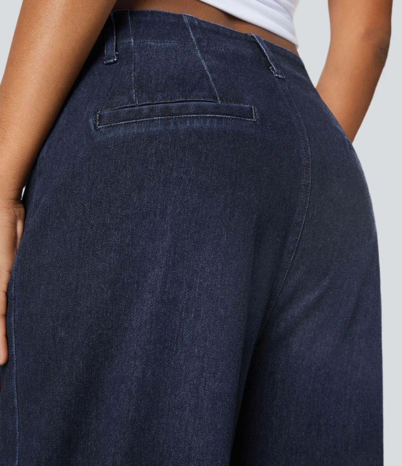 High Waisted Pockets Washed Casual Wide Leg Jeans