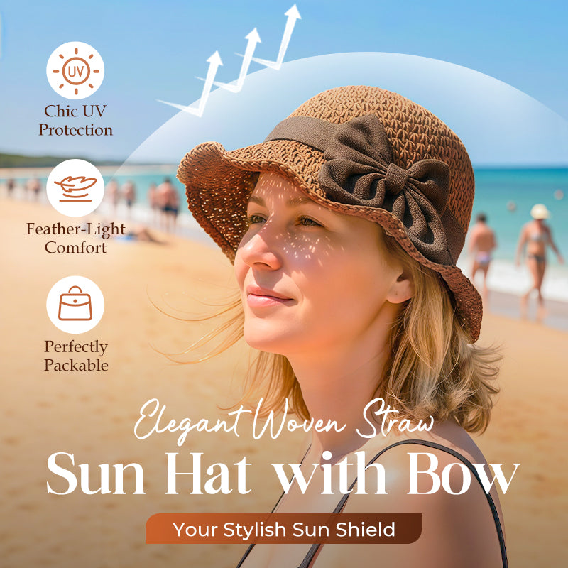 ⏳Time-Limited Special⏰Straw Hat with Retro Bow – Foldable & Breathable for Summer