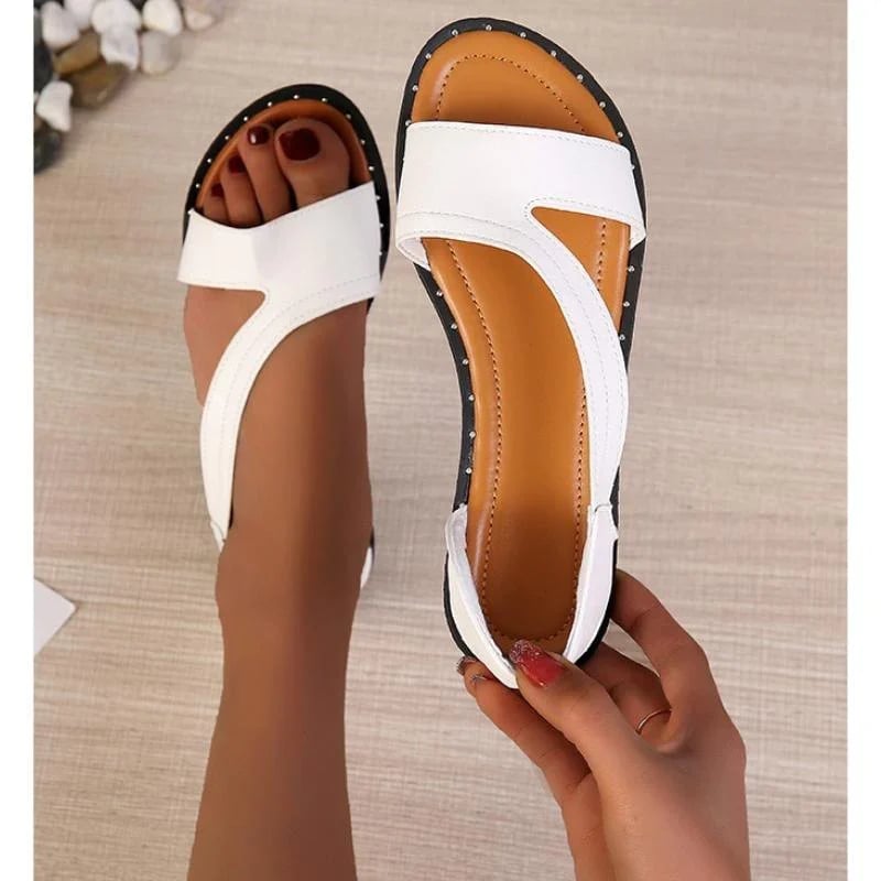 Imsgurus👠Fish-mouth Rivet Open Toe Flat  Sandals