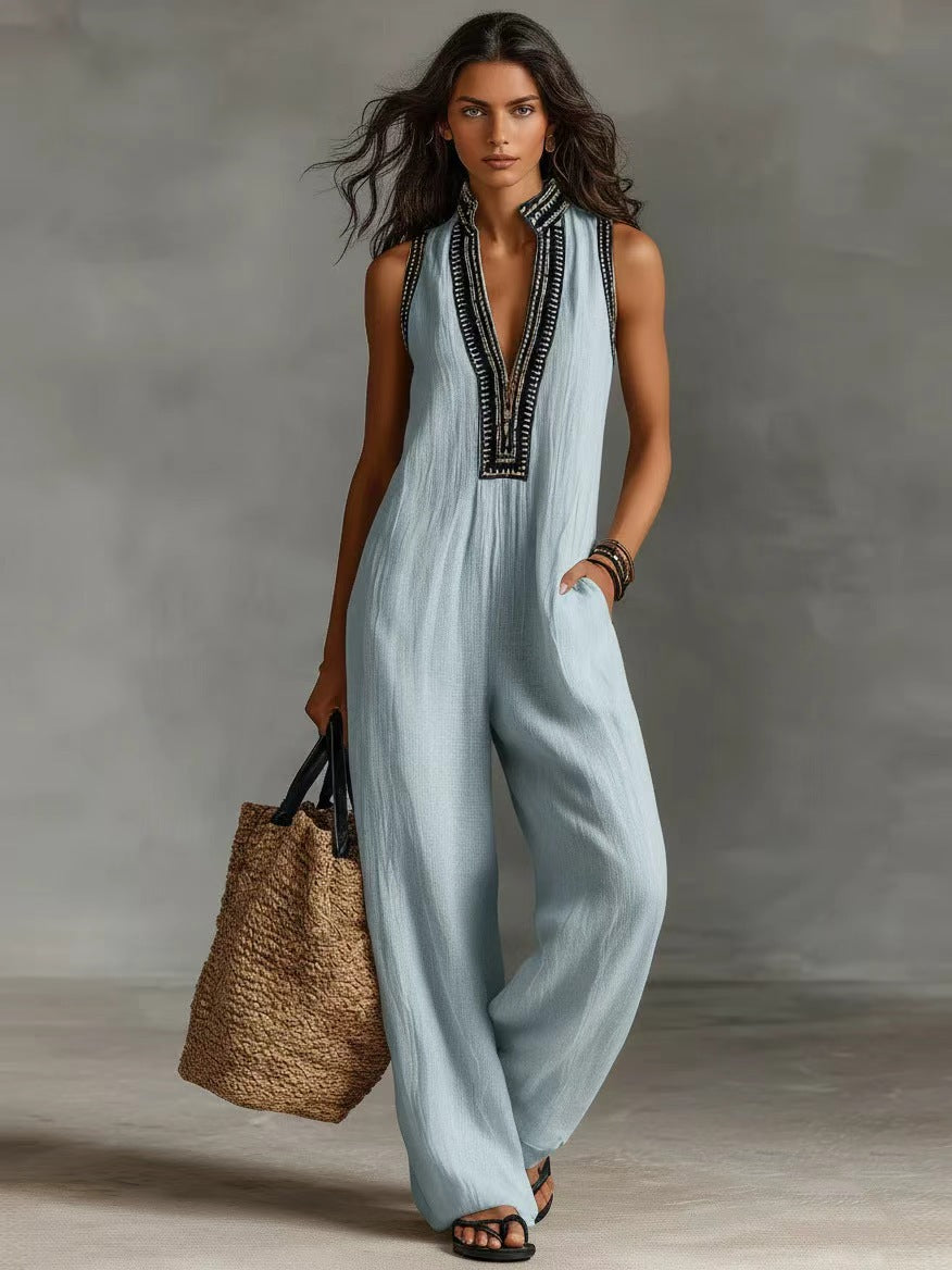 ⏳Time-Limited Special⏰Women's Sleeveless V-Neck Wide-Leg Jumpsuit