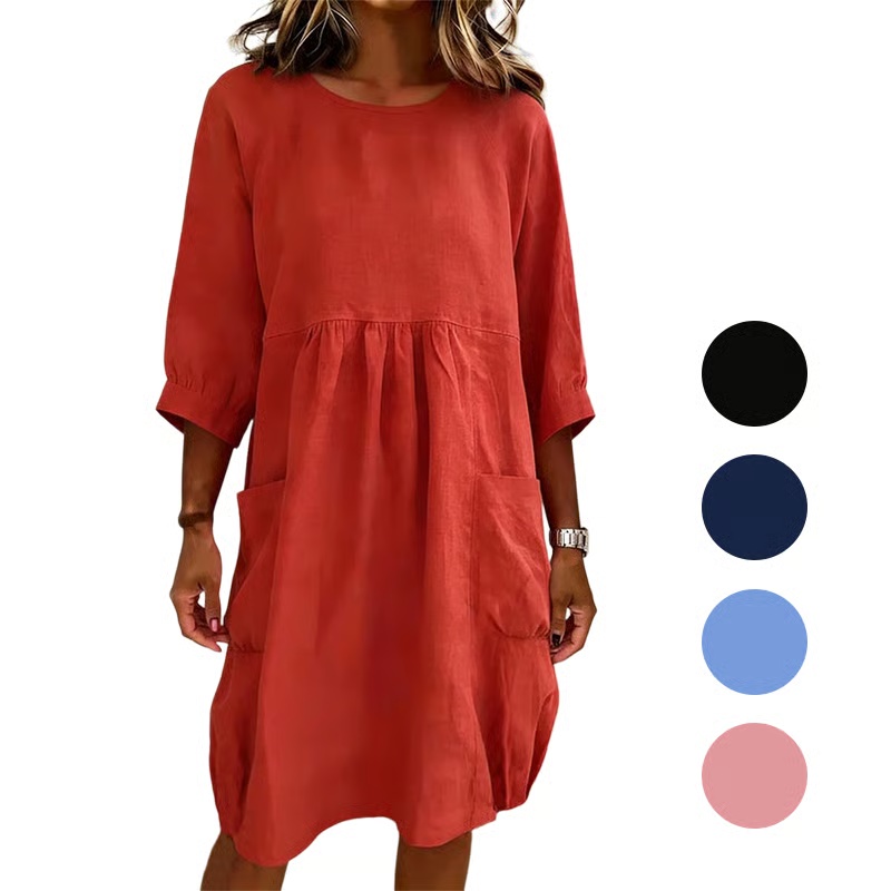 Three-Quarter Sleeve Loose Dress