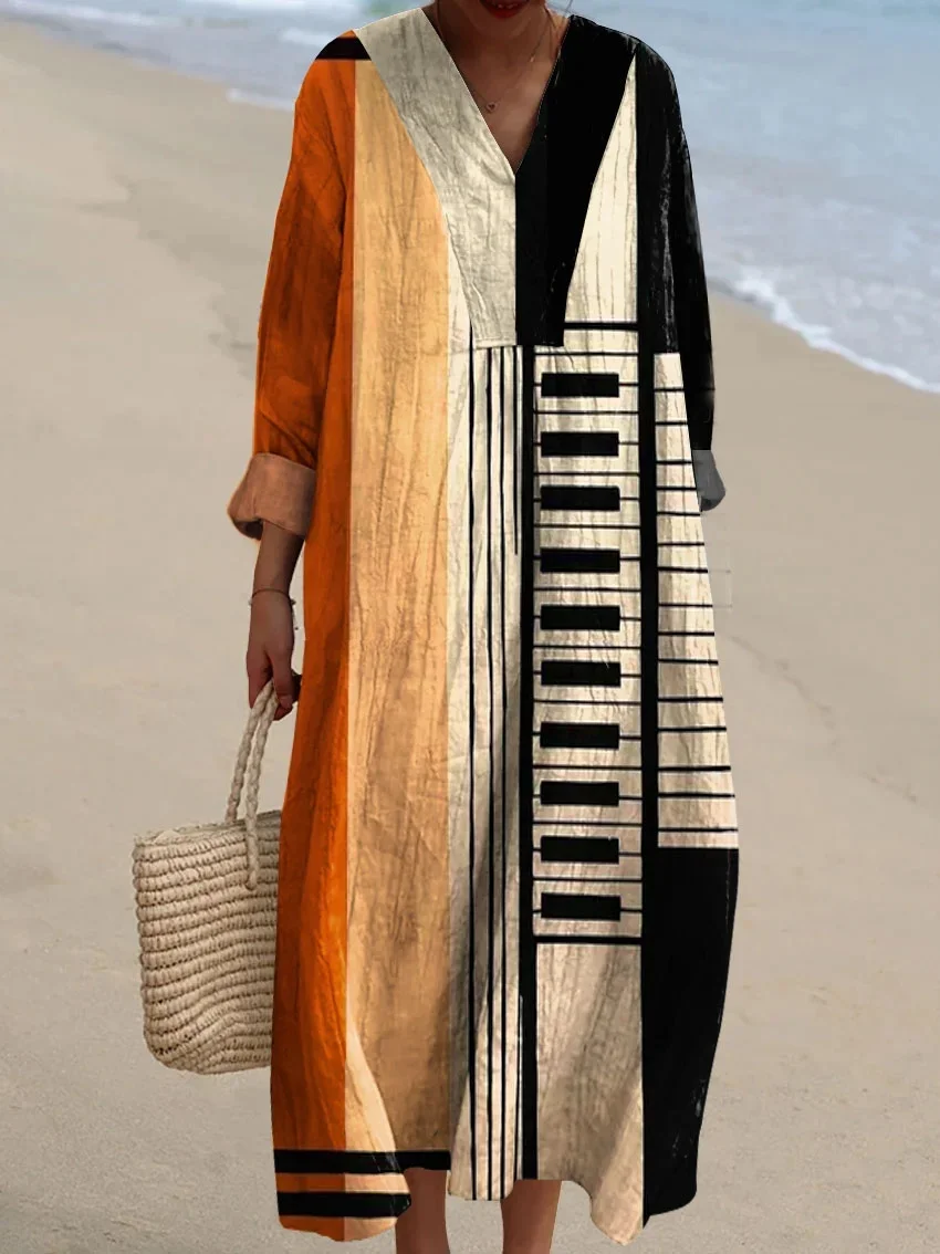 Women's Abstract Pattern Art Print Cotton Dress - Series2