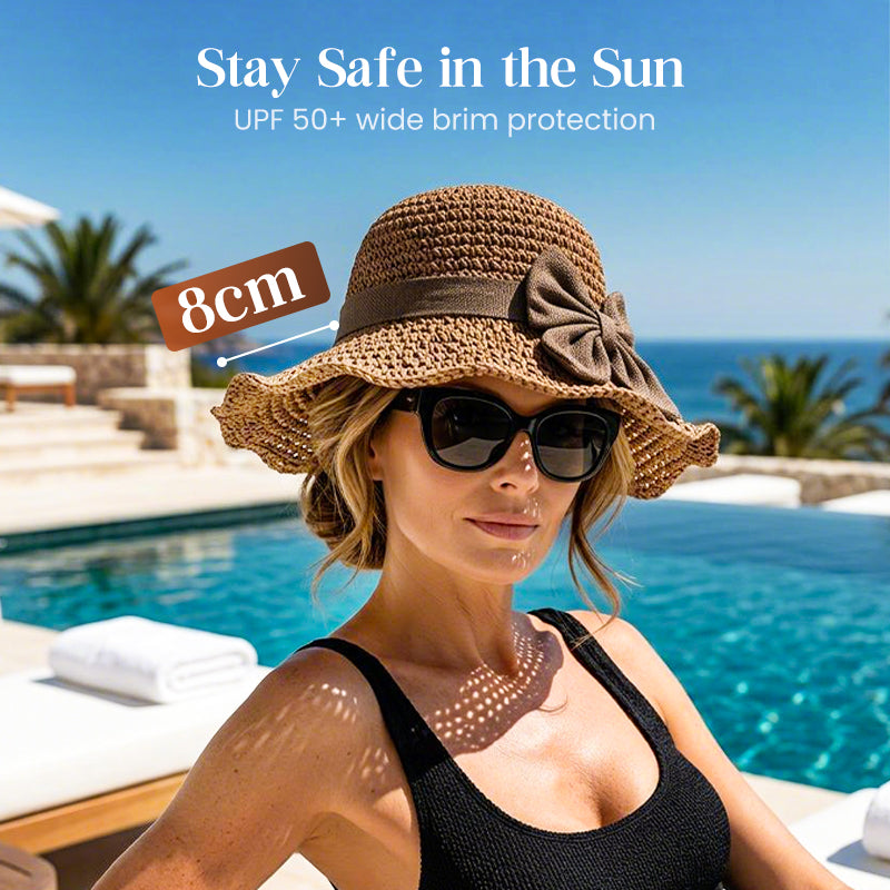 ⏳Time-Limited Special⏰Straw Hat with Retro Bow – Foldable & Breathable for Summer