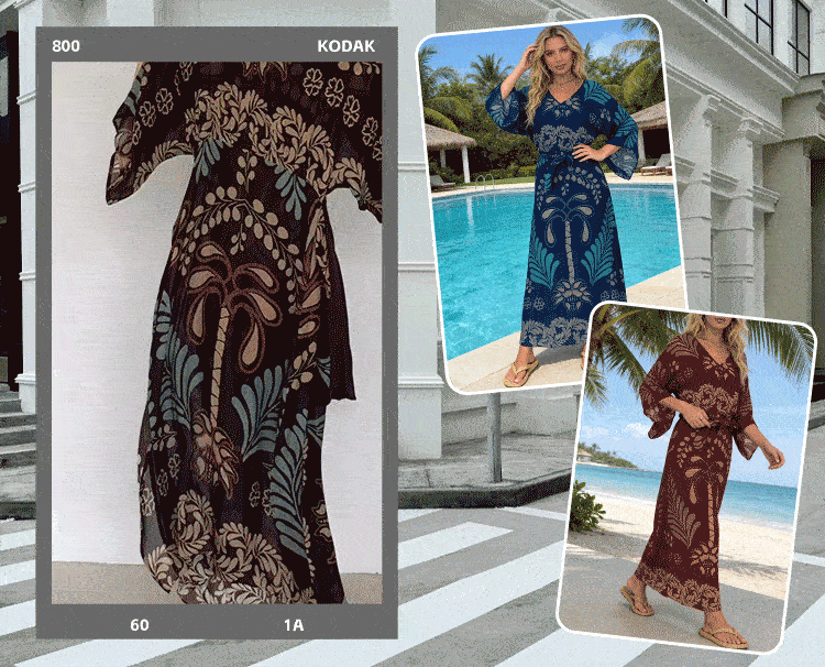 Bohemian V-Neck Loose Dress