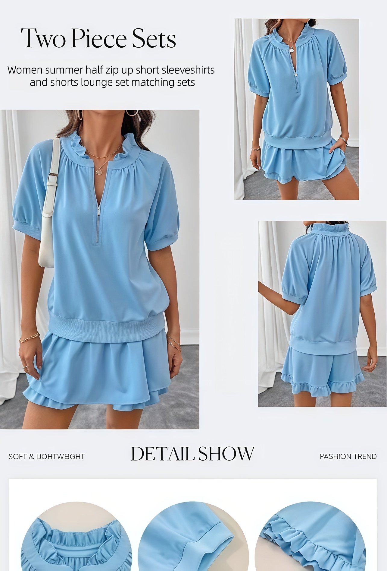 Shewin 2026 SummerVibes Blouses Women's Knit Fabric Soft With Pockets Ruffle Details for Casual Wear