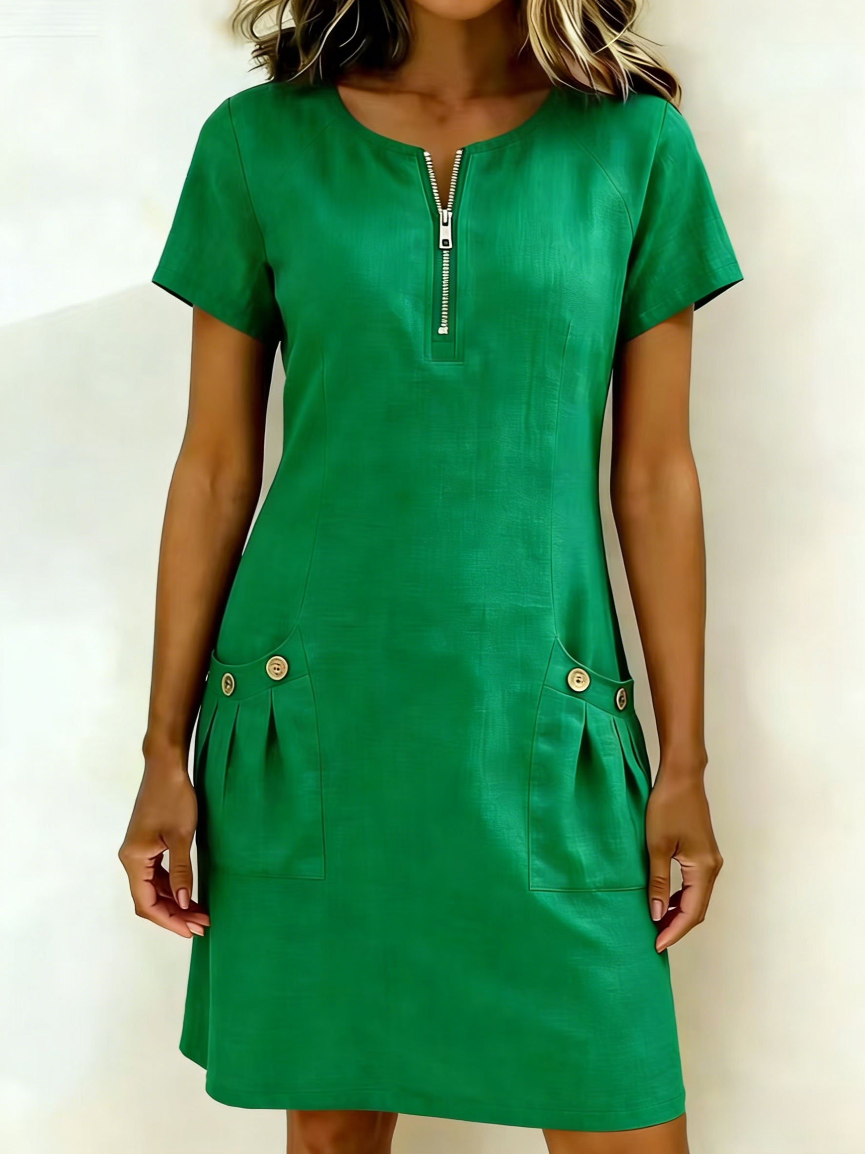 COTTON LINEN ZIPPER DRESS: Your Casual Essential