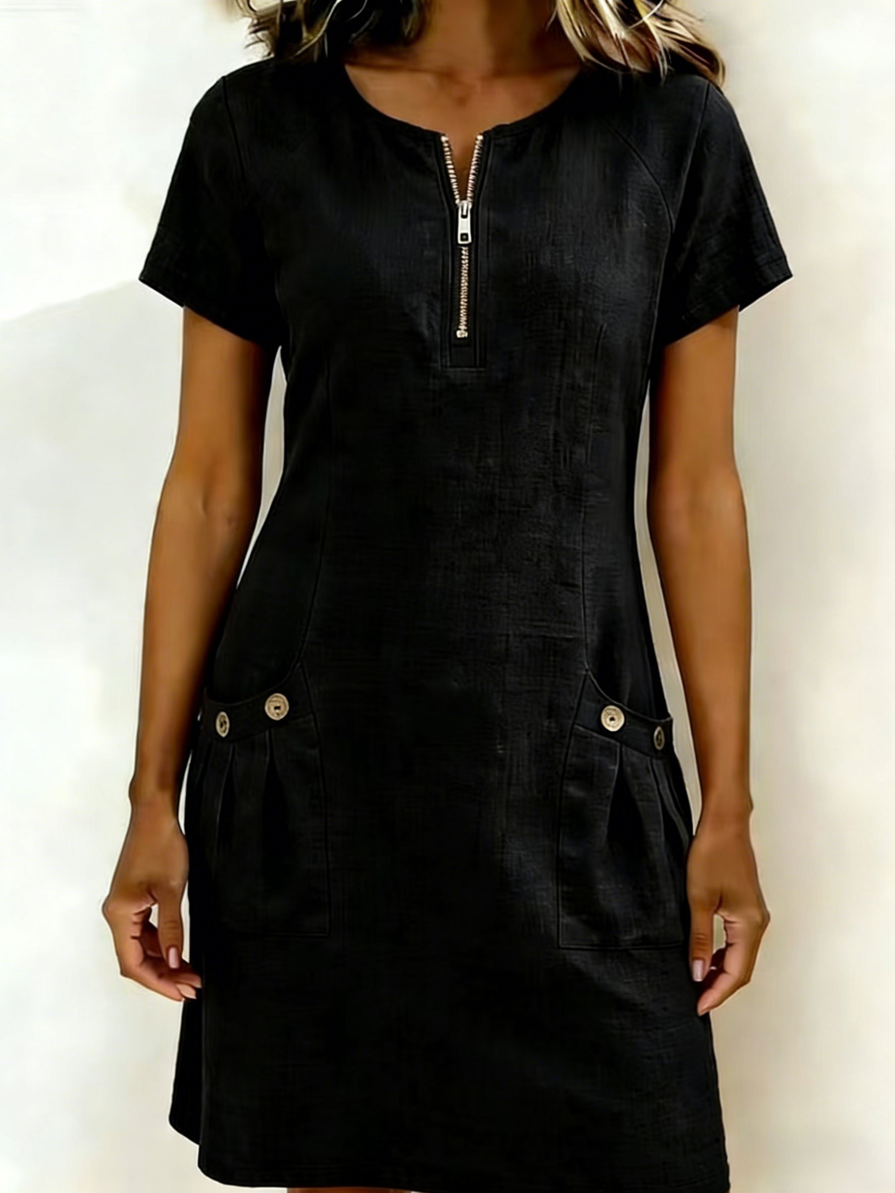 COTTON LINEN ZIPPER DRESS: Your Casual Essential