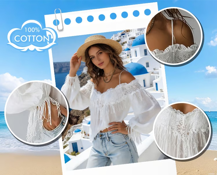 Lace And Tassel Off-The-Shoulder Camisole Top
