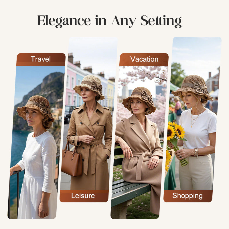⏳Time-Limited Special⏰Straw Hat with Retro Bow – Foldable & Breathable for Summer