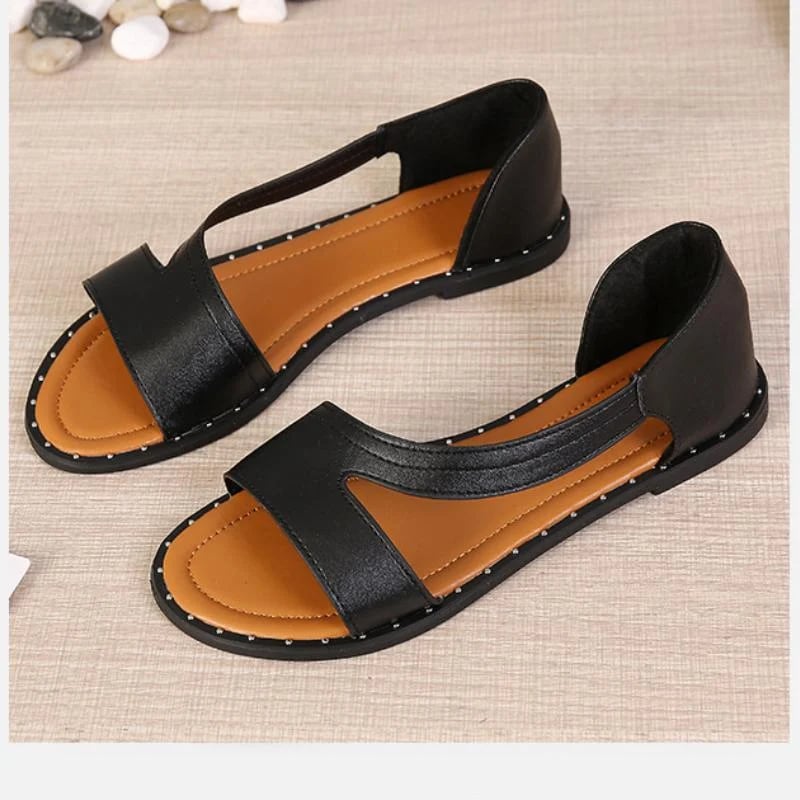 Imsgurus👠Fish-mouth Rivet Open Toe Flat  Sandals