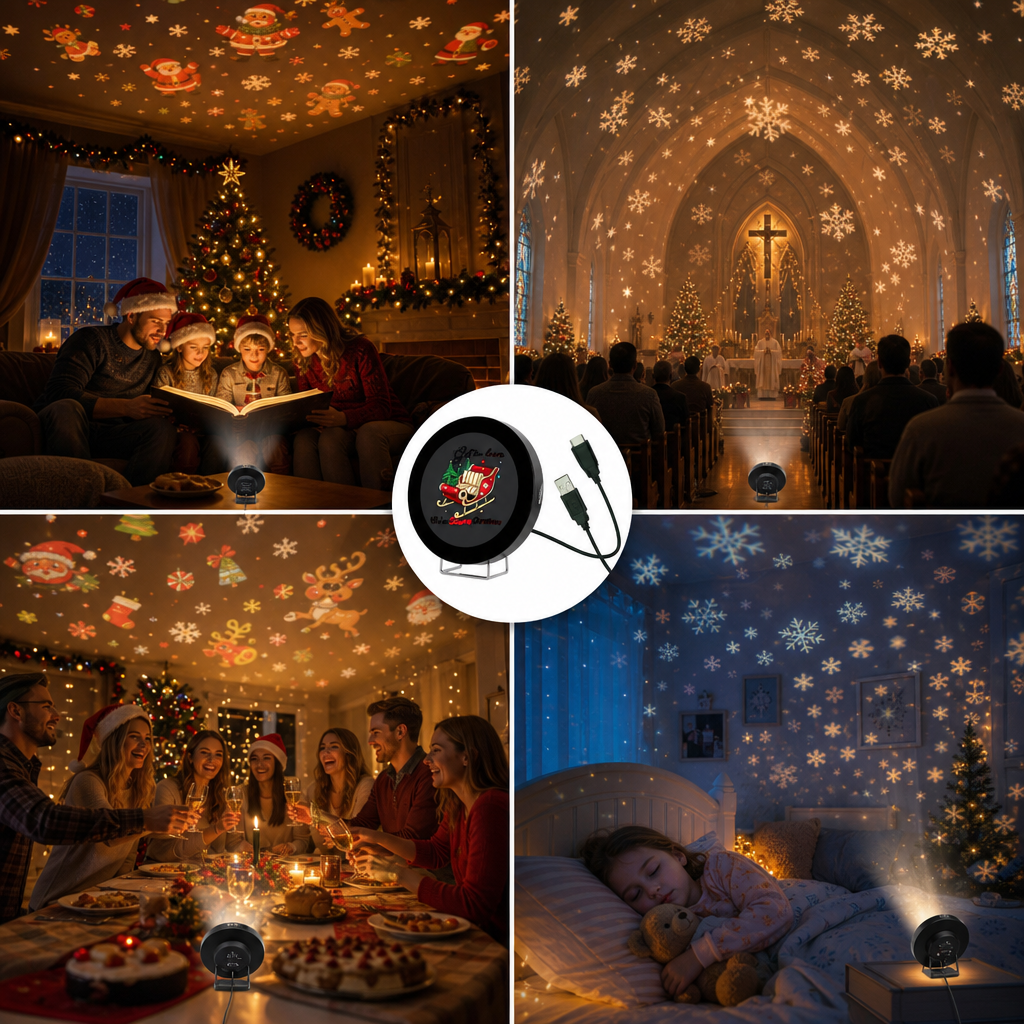 Christmas projector use ideas in living rooms, gatherings, bedrooms and seasonal events