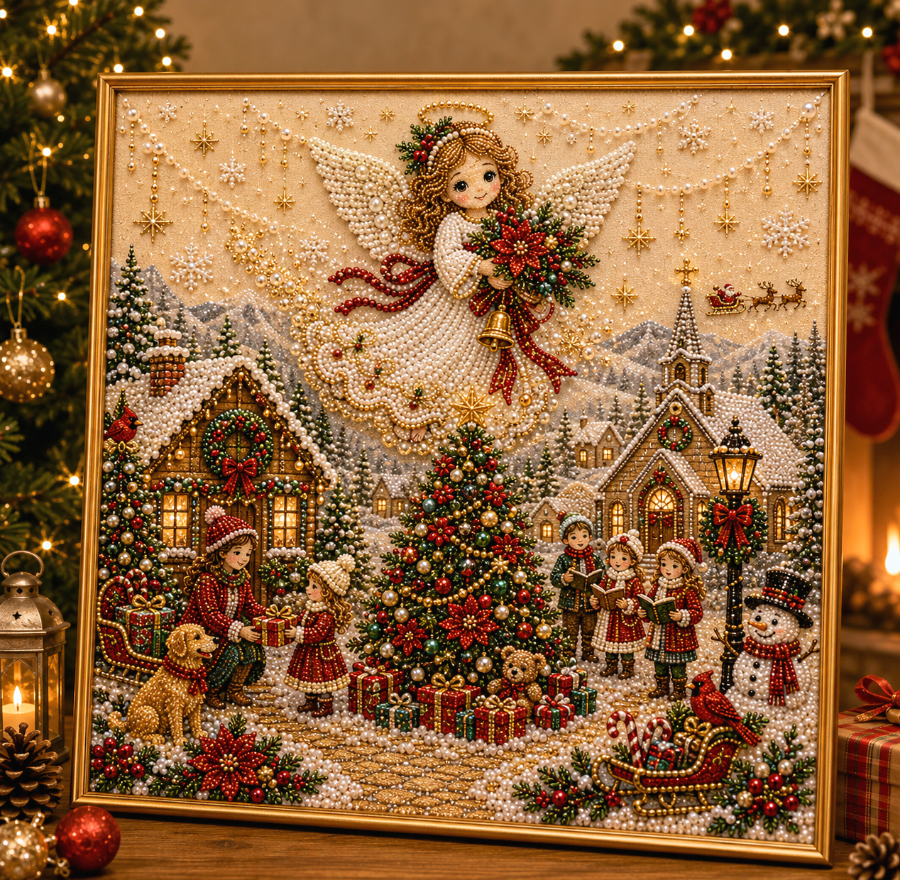 🧘Relaxing & Beginner-Friendly-🎄🎅 Premium 3D Pearl Christmas Wall Art Kit(❤Same as the Vedio)