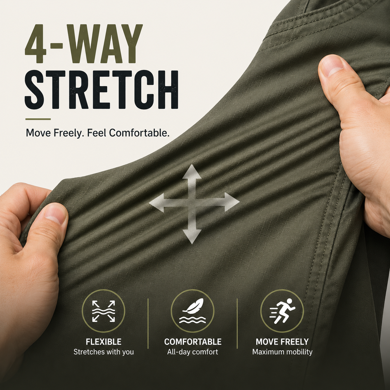 Men’s Tactical Cargo Shorts with Stretch, Storage & Comfort