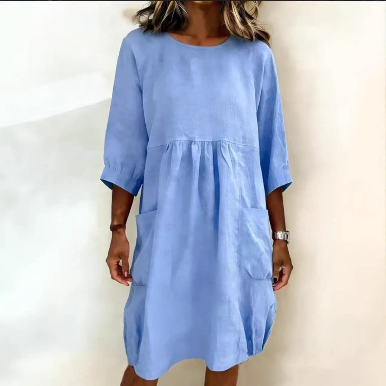 Three-Quarter Sleeve Loose Dress