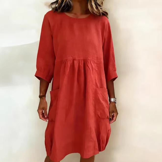 Three-Quarter Sleeve Loose Dress