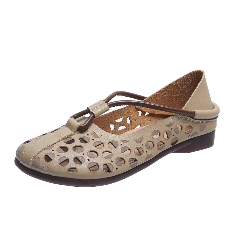 Retro Hollow Out Soft Leather Women Shoes