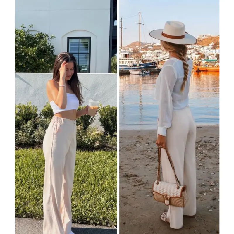 Women's Summer Cotton Linen Wide Leg Pants