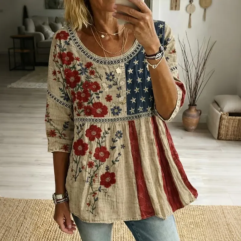 Women's Casual Retro Cotton-linen Top