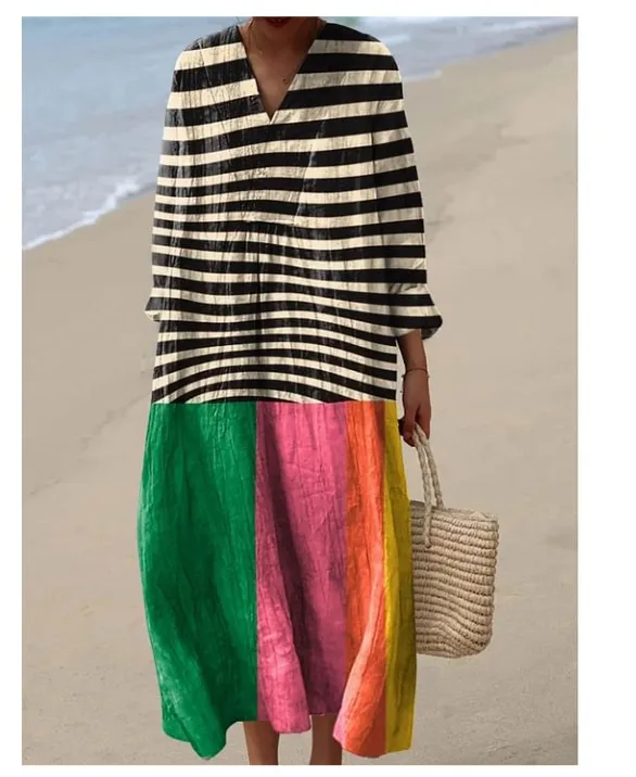 Women's Maxi Dress Casual Dress Floral Abstract  Dress Elegant Beach Loose Fit