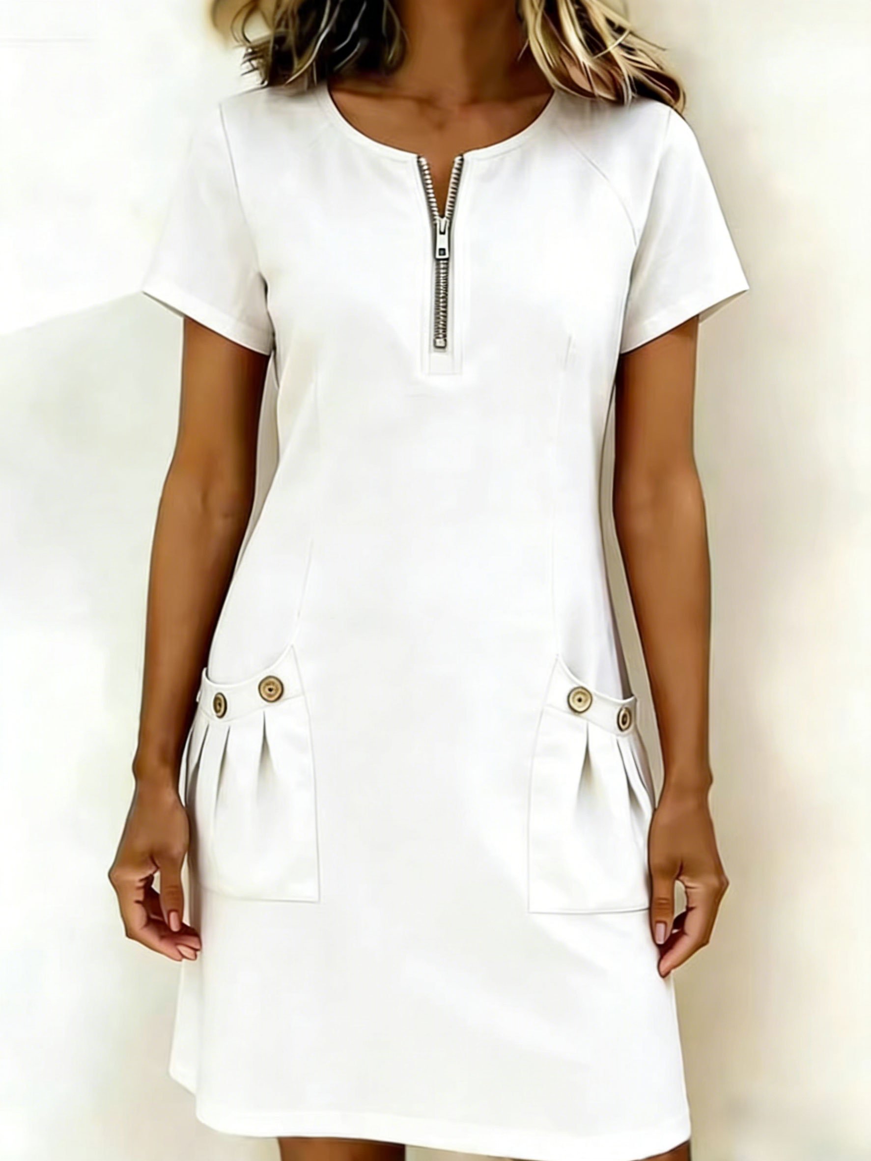 COTTON LINEN ZIPPER DRESS: Your Casual Essential