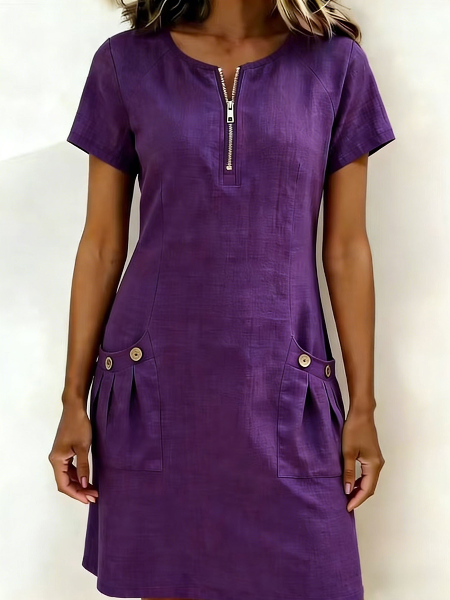 COTTON LINEN ZIPPER DRESS: Your Casual Essential