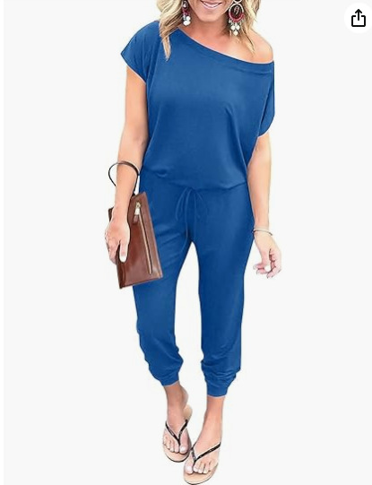 Off-Shoulder Short Sleeve Beam Foot Jumpsuit