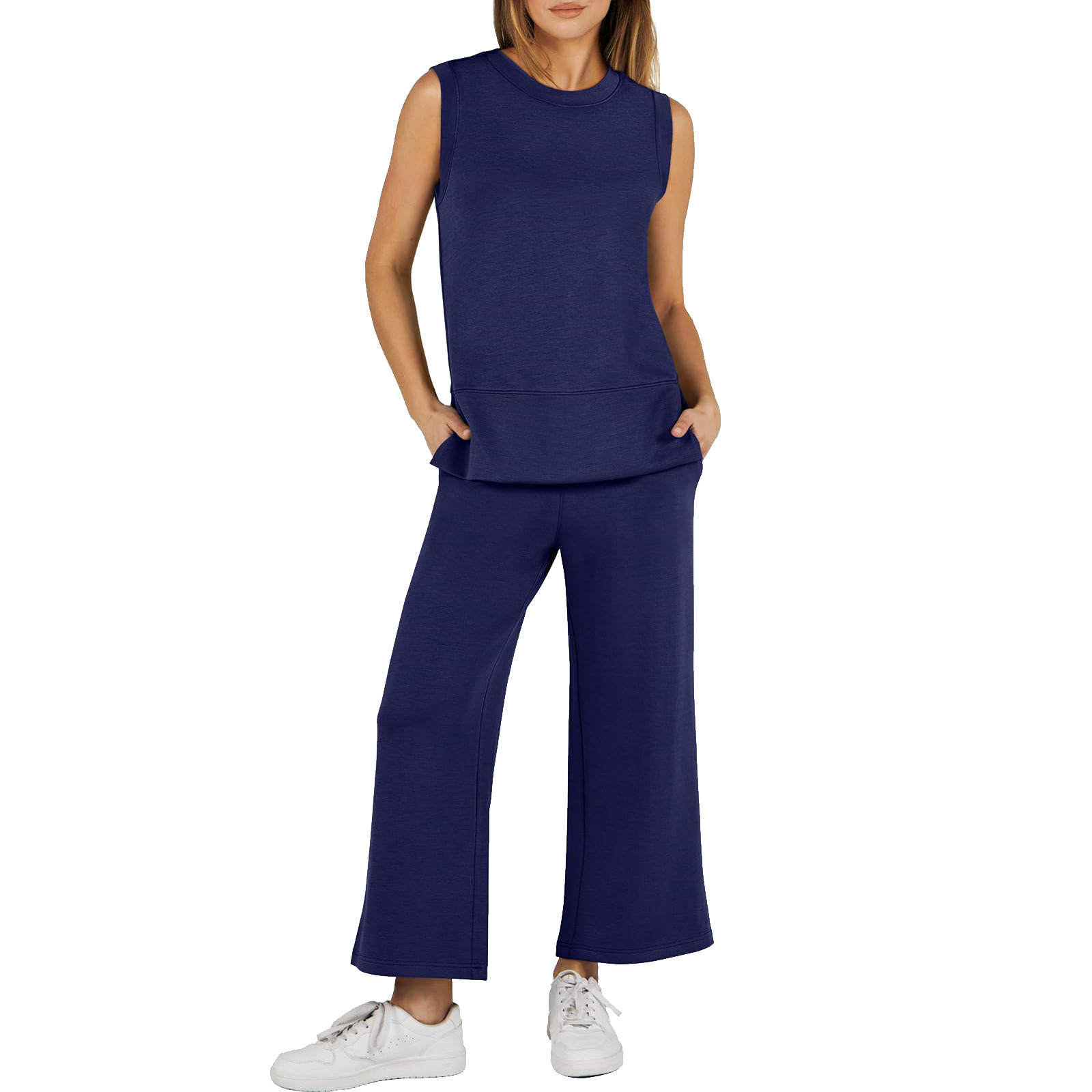 Comfy 2-Piece Lounge Set – Wide Leg Pants for Travel & Vacation