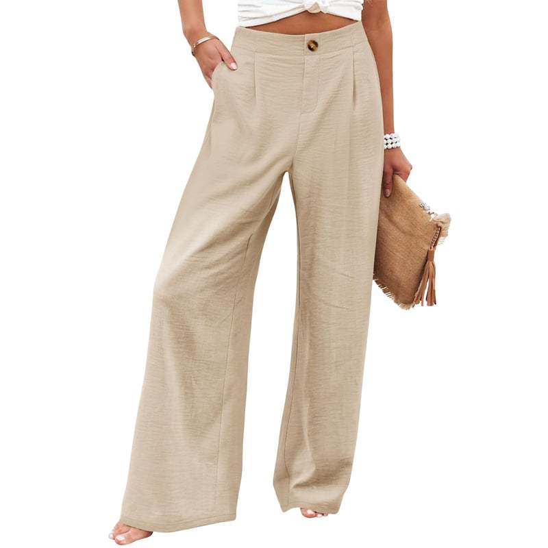 Women's Summer Cotton Linen Wide Leg Pants