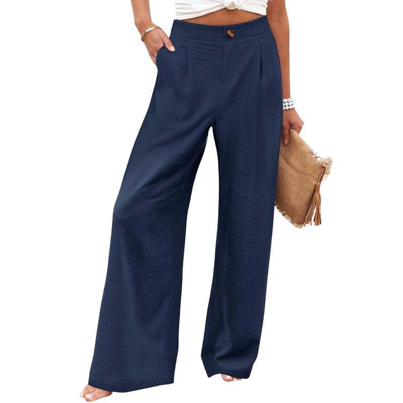 Women's Summer Cotton Linen Wide Leg Pants