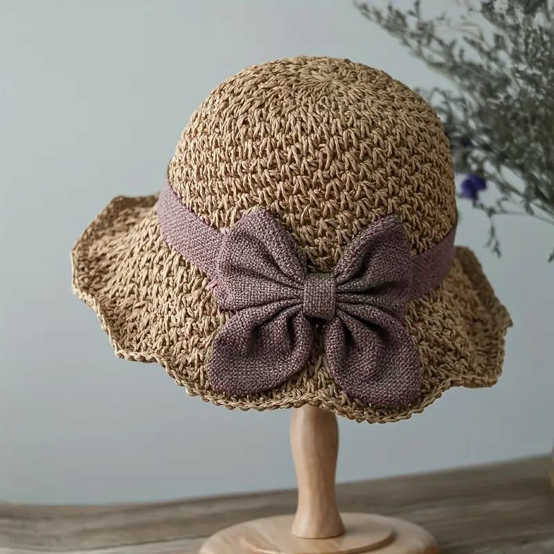 ⏳Time-Limited Special⏰Straw Hat with Retro Bow – Foldable & Breathable for Summer
