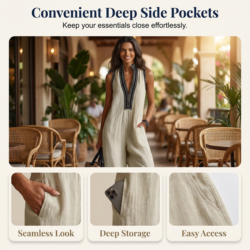 ⏳Time-Limited Special⏰Women's Sleeveless V-Neck Wide-Leg Jumpsuit
