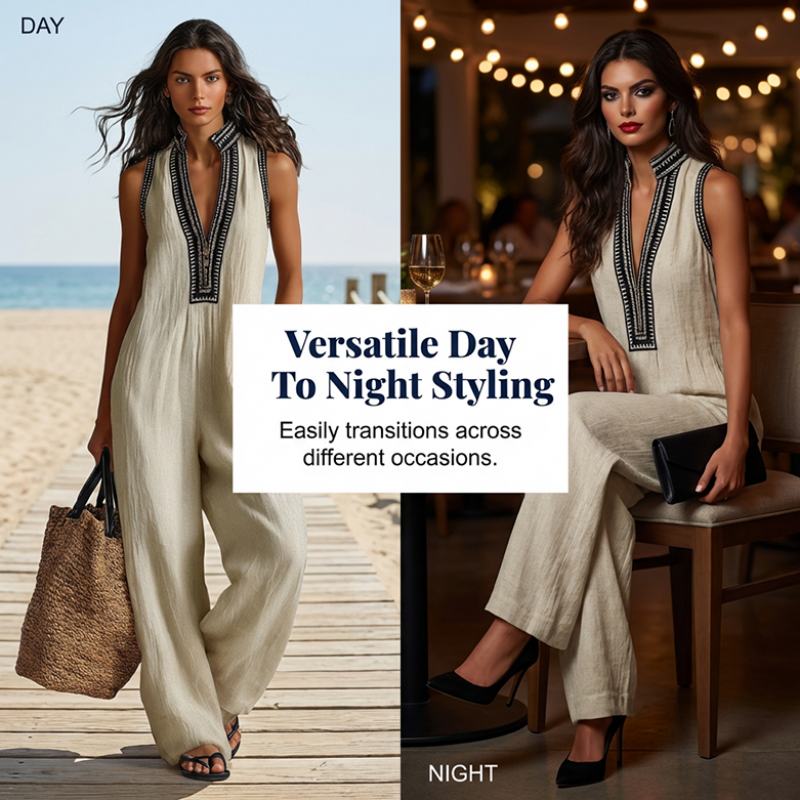 ⏳Time-Limited Special⏰Women's Sleeveless V-Neck Wide-Leg Jumpsuit