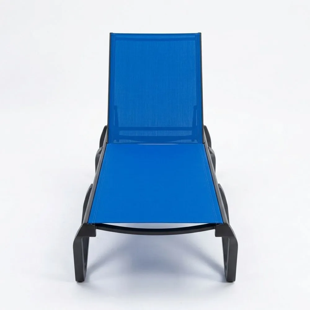 Sonnenliege Aluminium Textilene Blau mit verstellbarer Rückenlehne