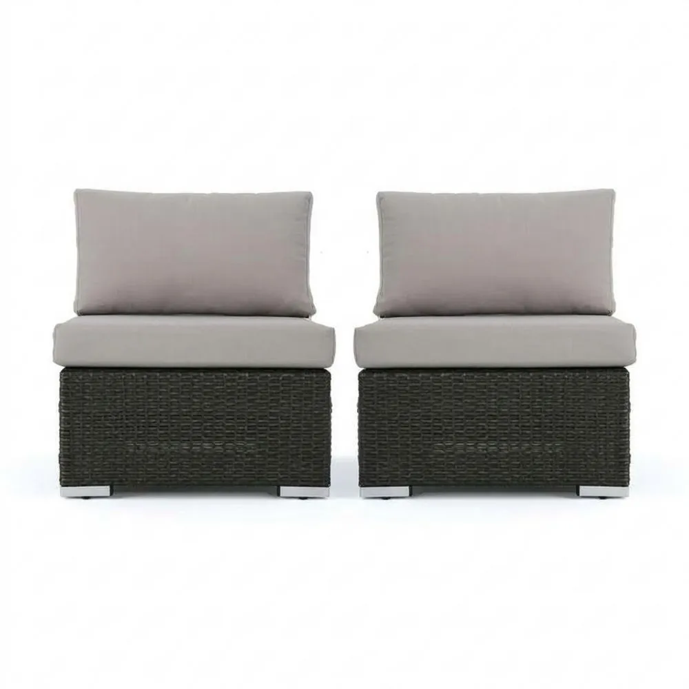 2-teilige Polyrattan-Gartenmöbel in Grau/Beige