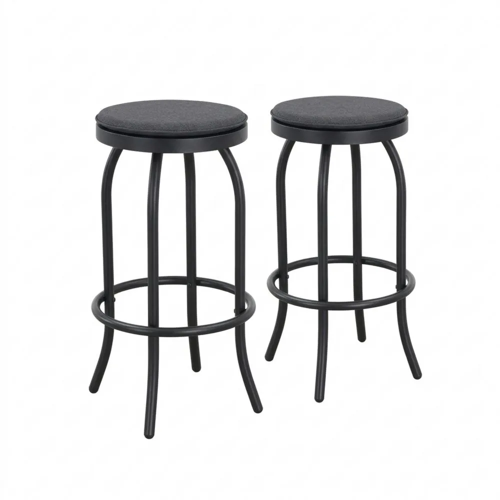 2er Set Barhocker Schwarz Stahl Stoffpolster