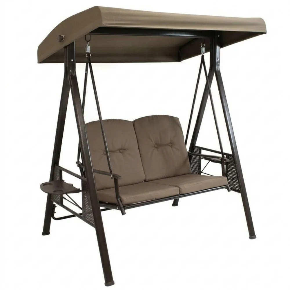 Gartenschaukel mit Stahlrahmen und Polyesterpolster Braun