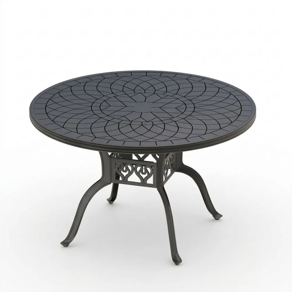 Runder Esstisch Aluminium mit Mosaikmuster Schwarz