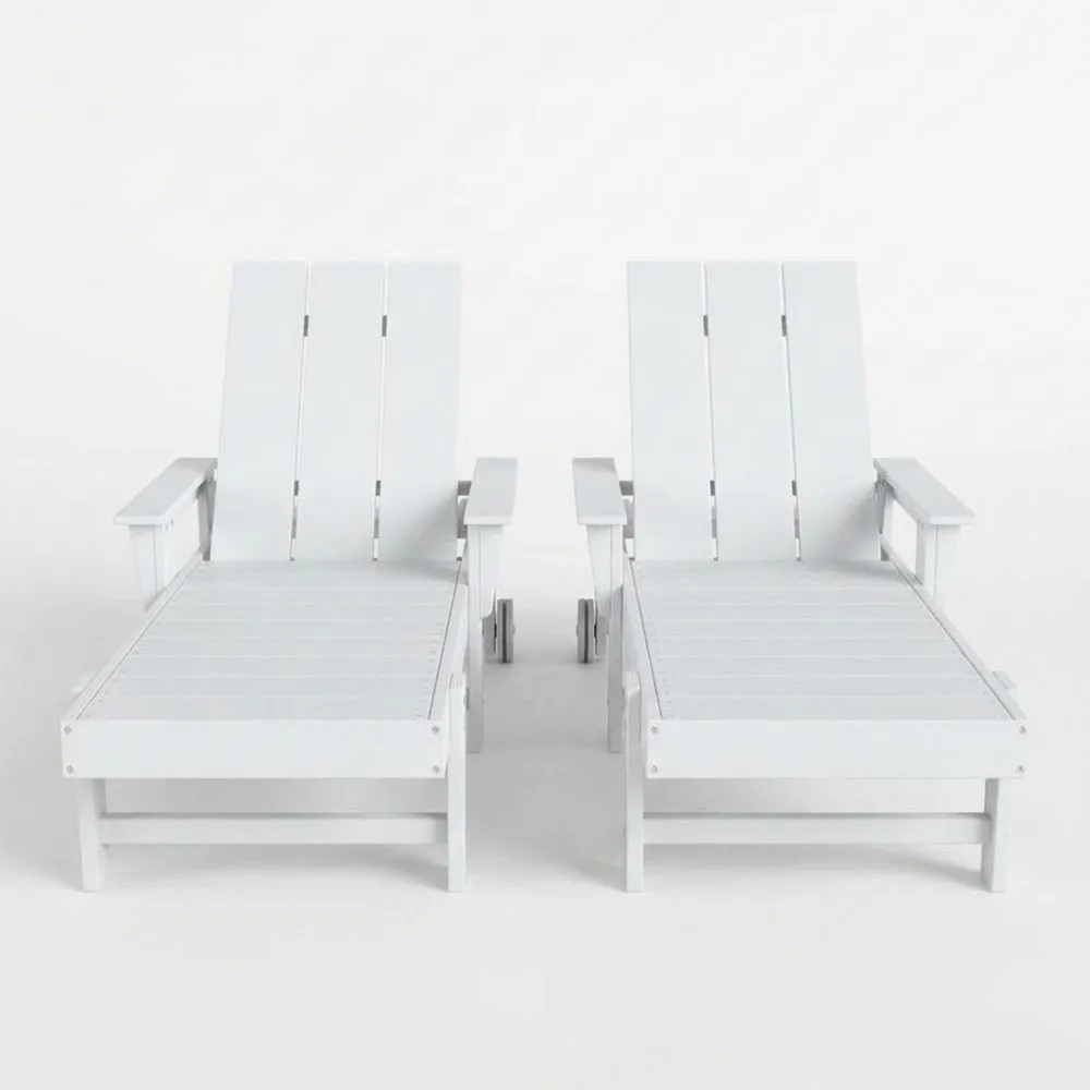 2-teiliges Relaxsessel-Set aus weißem Akazienholz