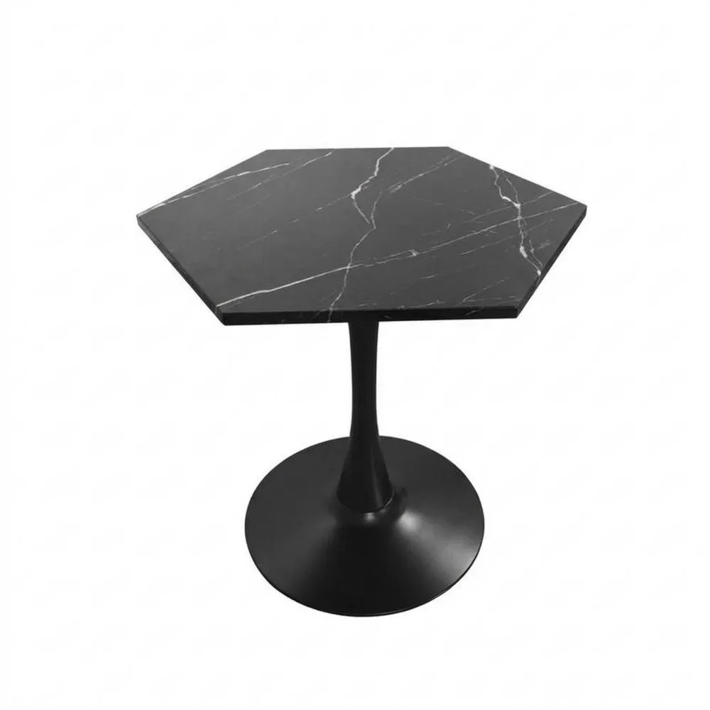 Sechseckiger Marmor-Esstisch mit Stahlgestell