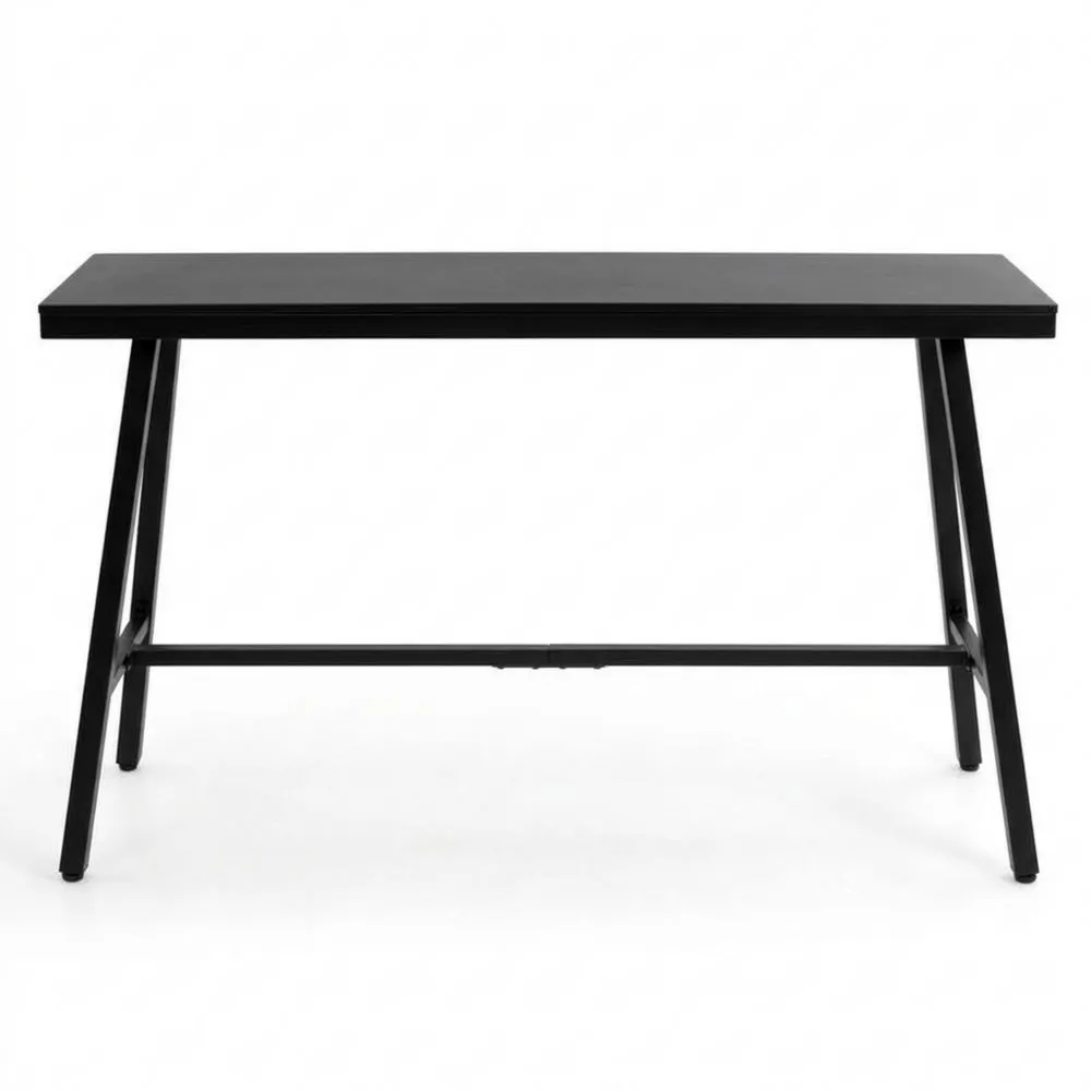 Rechteckiger Schreibtisch aus MDF und Stahl Schwarz